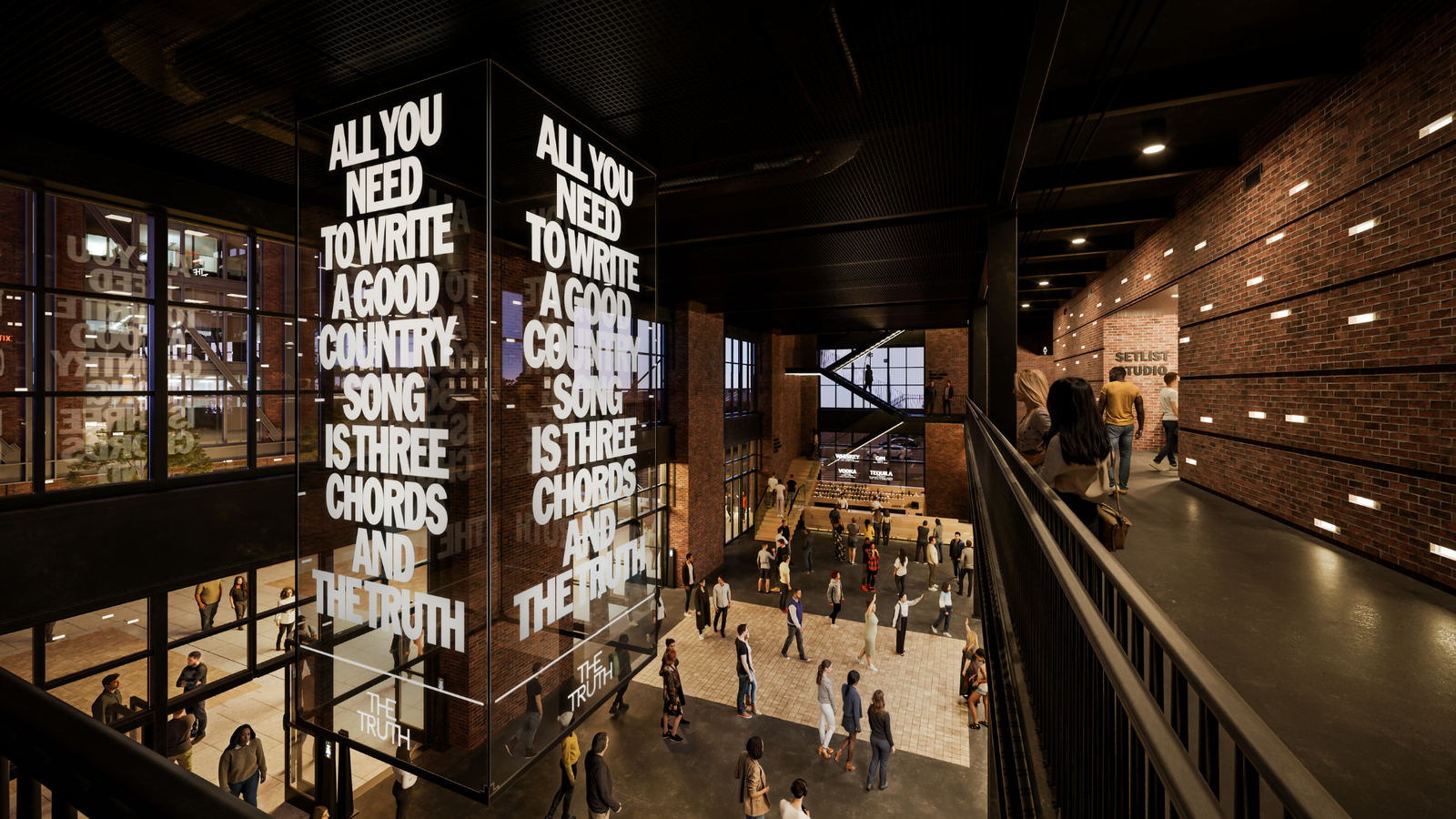 Architectural rendering of The Truth live music venue in Nashville